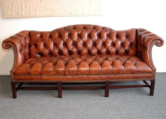 1930s original leather camel back sofa image 2