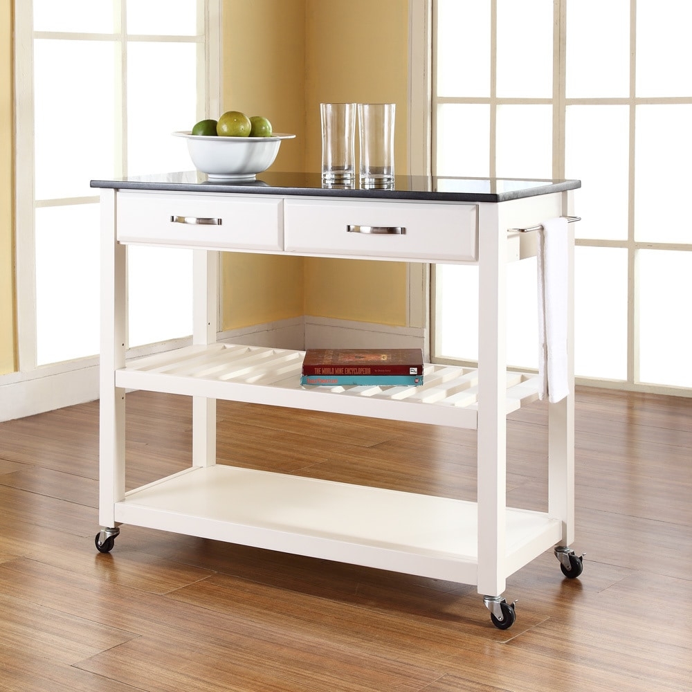 Brantley Granite Top Rolling Kitchen Cart with Towel Rack, Color: White -  JCPenney