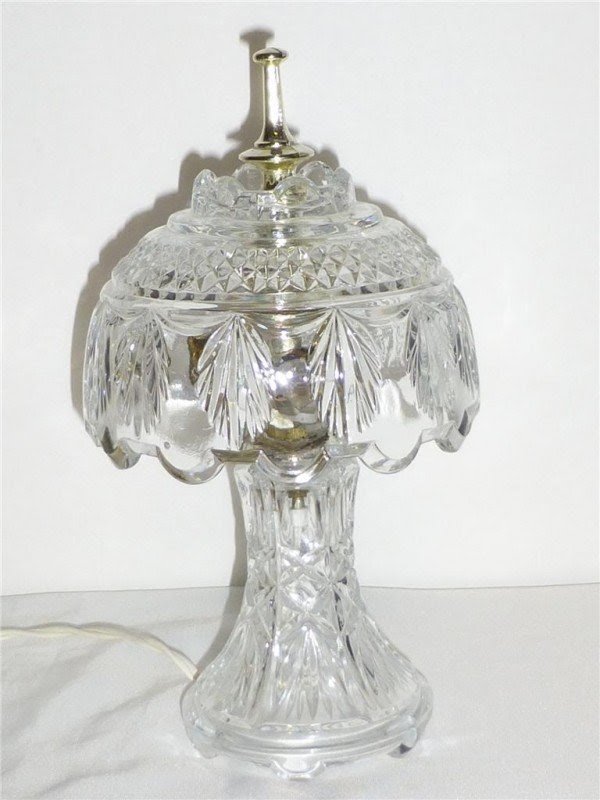 Details about vtg lead crystal dome shade table lamp night