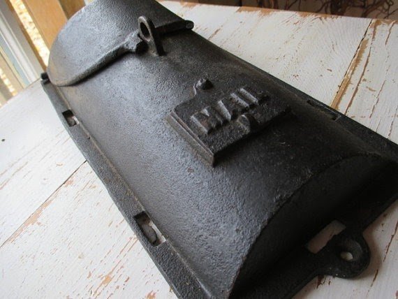 Vintage wall mount cast iron mailbox