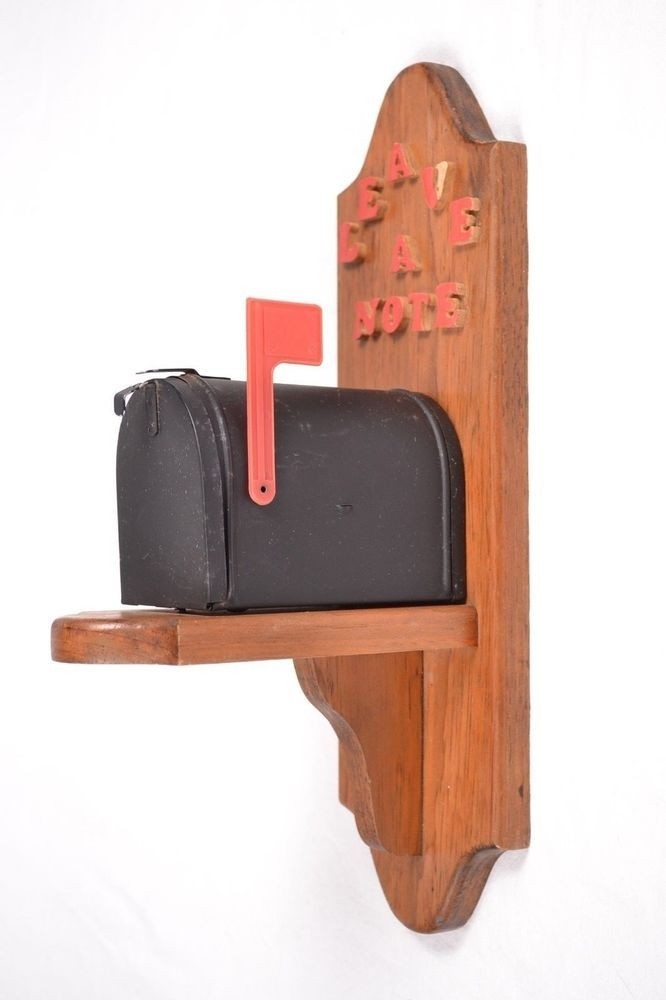 Vintage Wooden Leave A Note Mailbox Wall Mount Working Flag Home Decor