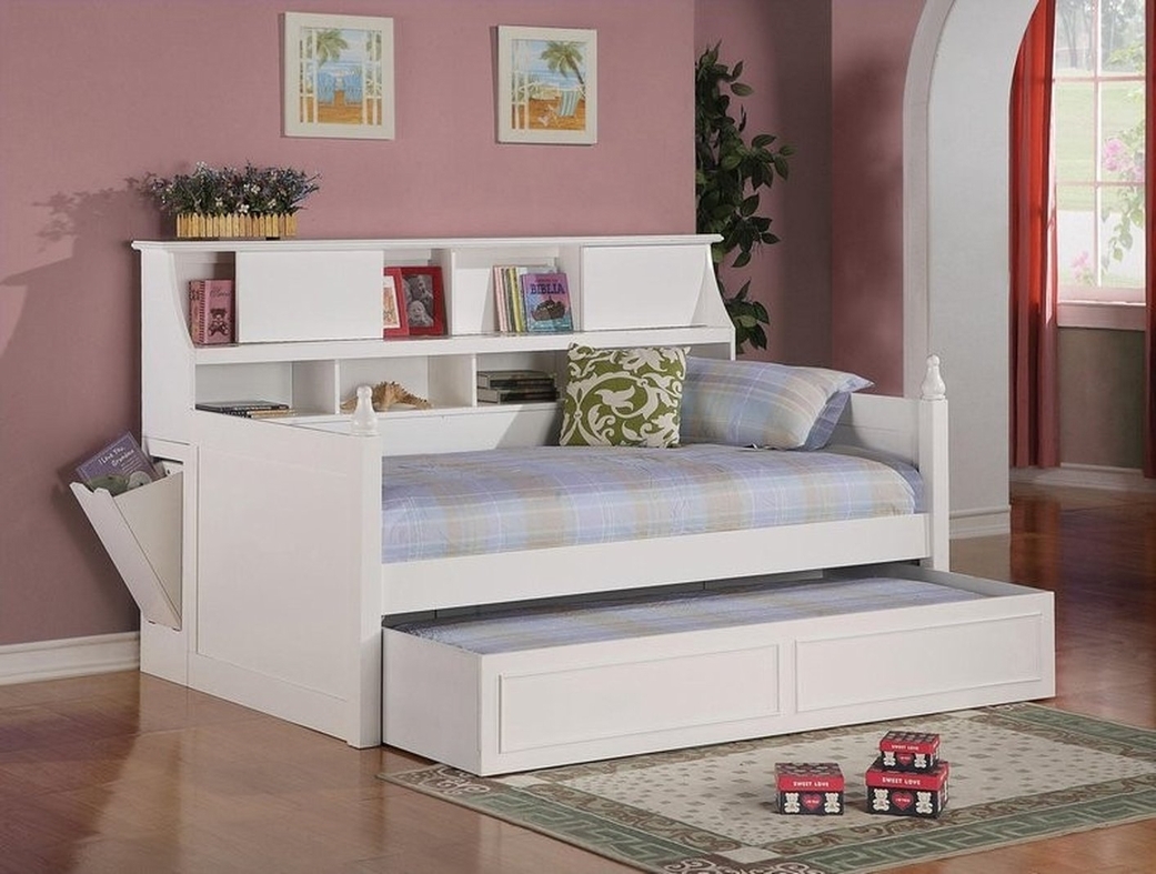White trundle bed with storage