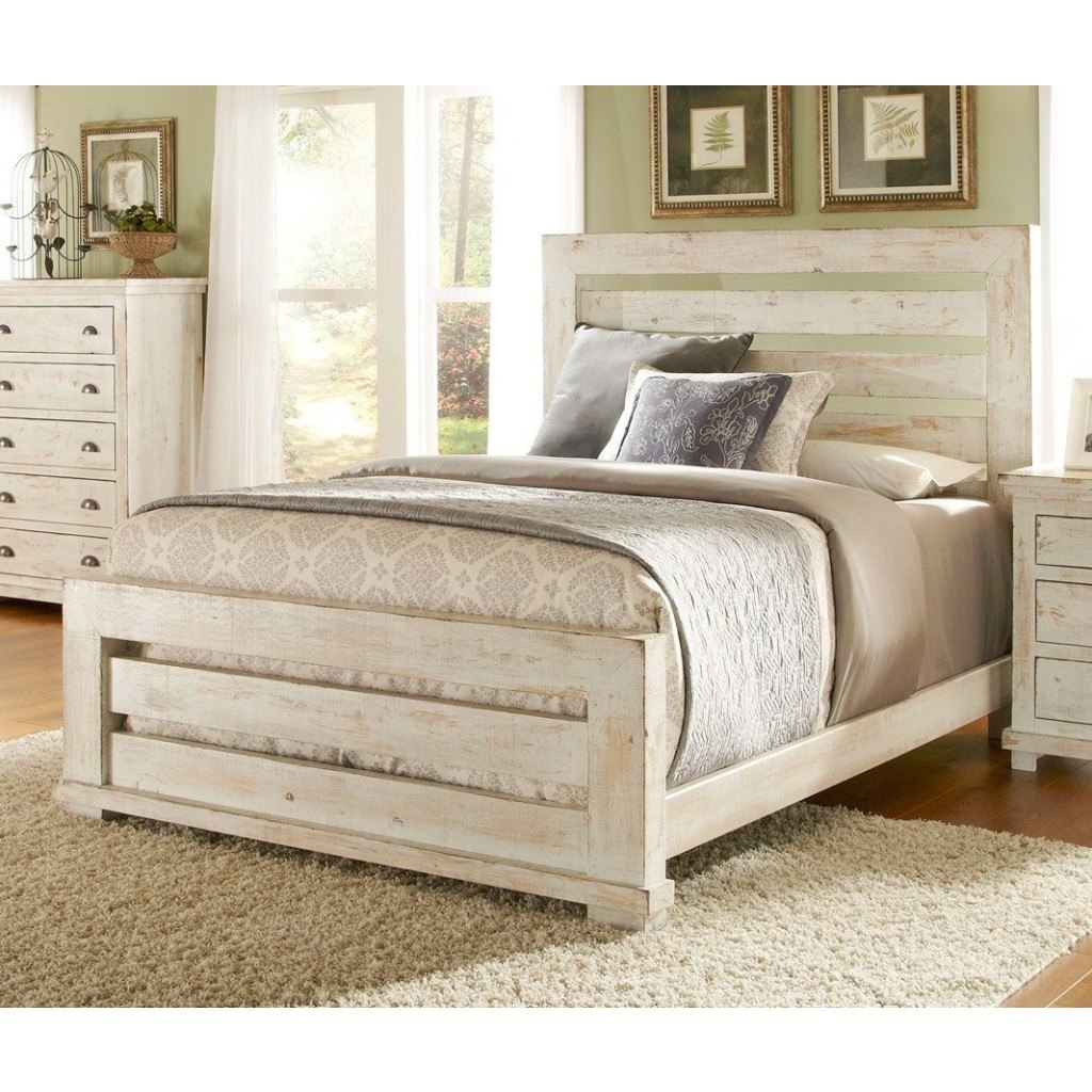Willow slat bed distressed white 1