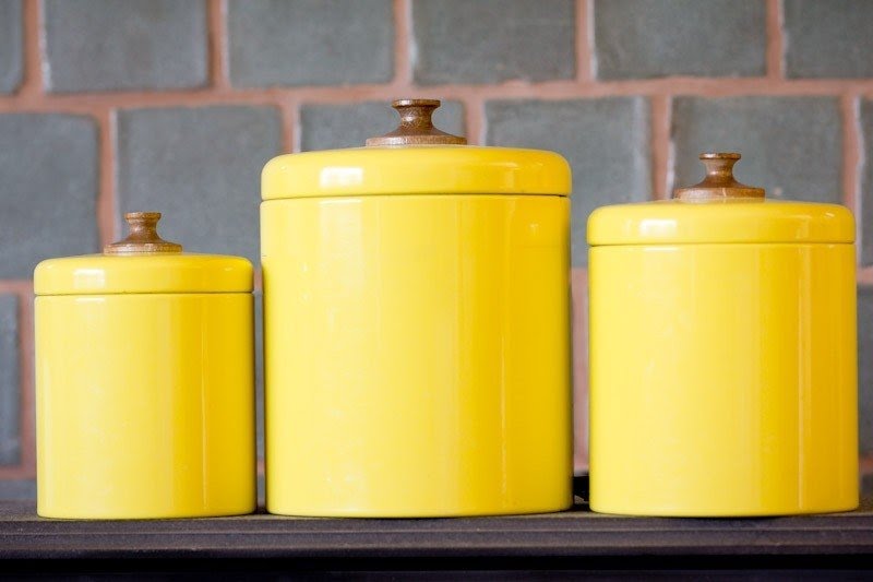 Yellow kitchen canisters 2