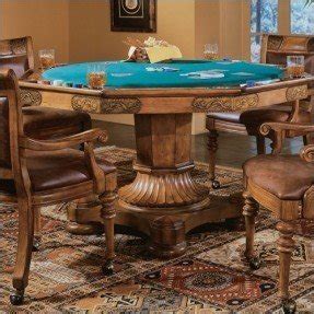 Casino pedestal hexagonal reversible top poker table with etched brass