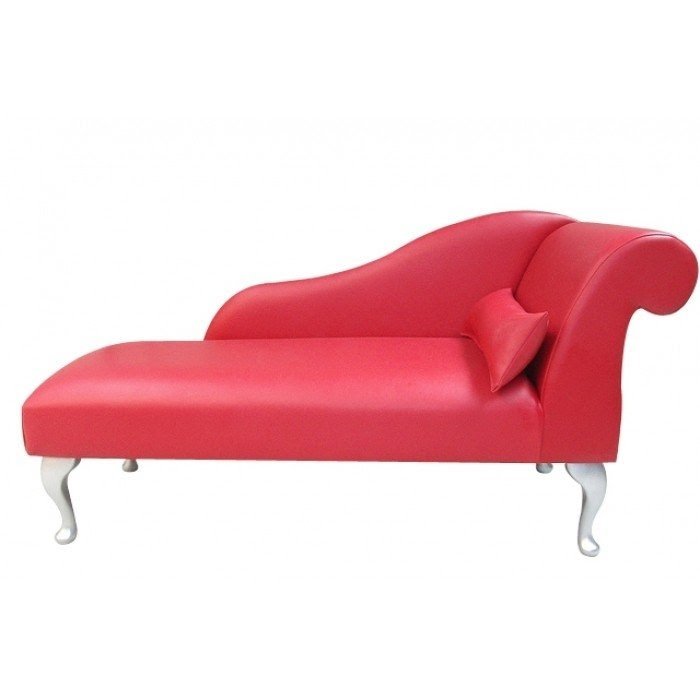Chaise longue upholstered in red flux leather