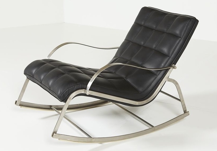 Cool imaginative modern black stainless steel rocking chair