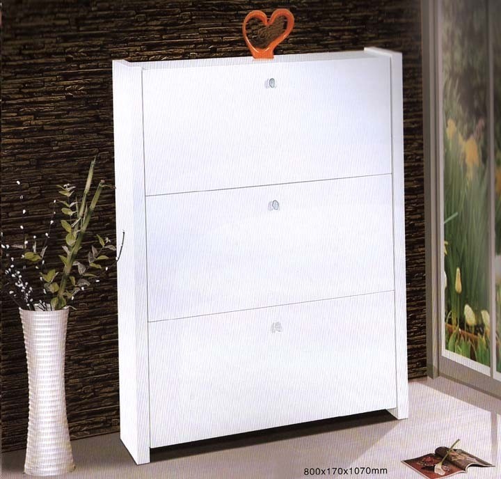 Narrow white shoes cabinet 1