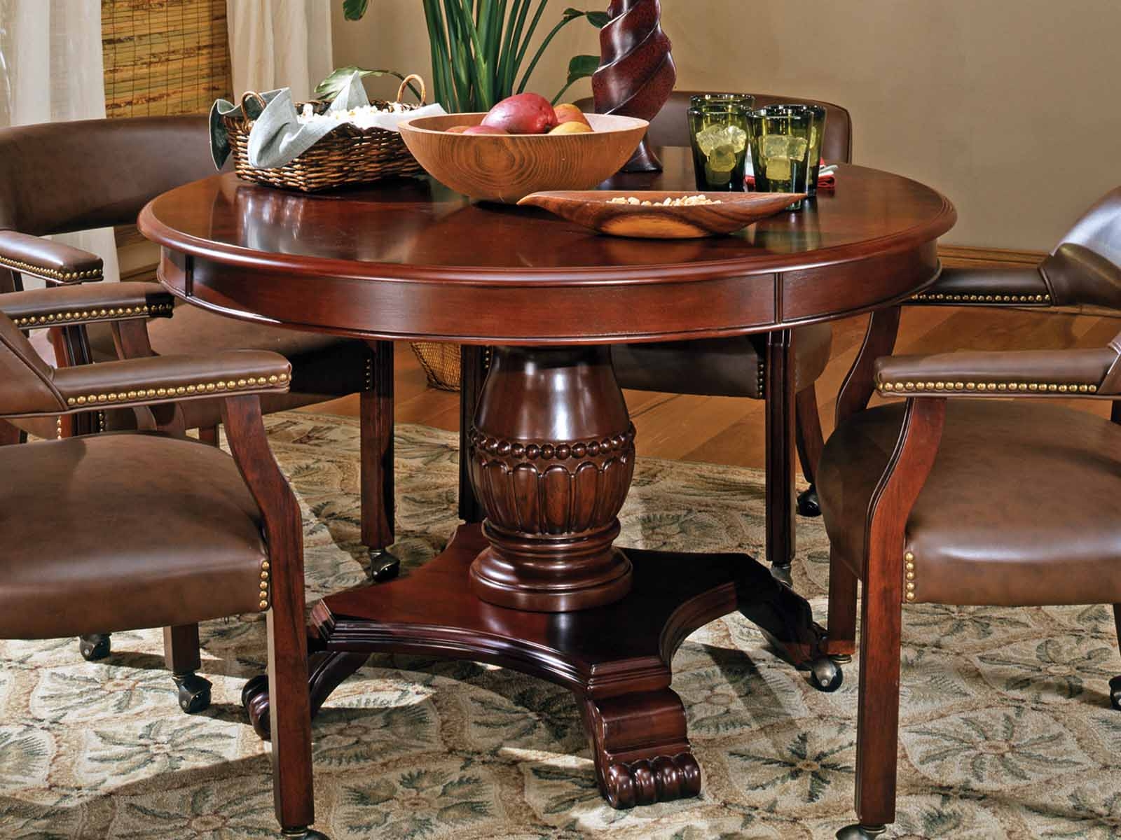 Tournament 50 inch round game table in rich cherry on