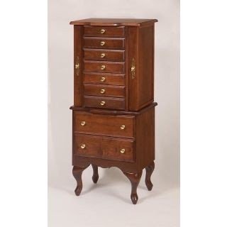 Traditional jewelry armoire cherry wood with brass hardware