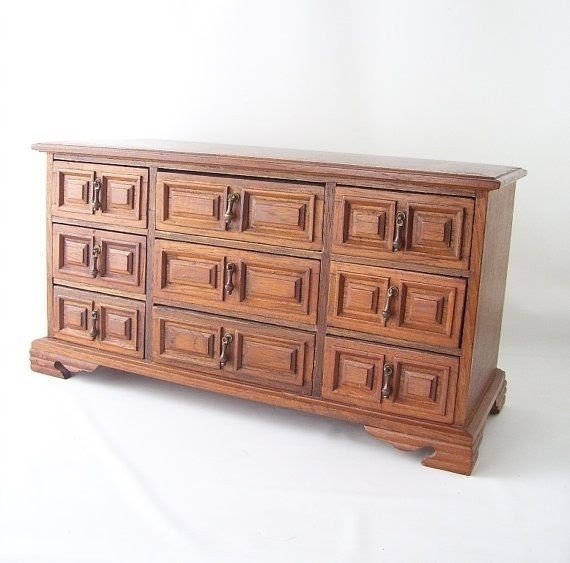 Vintage wood jewelry box dresser chest of drawers by recyclebuyvintage