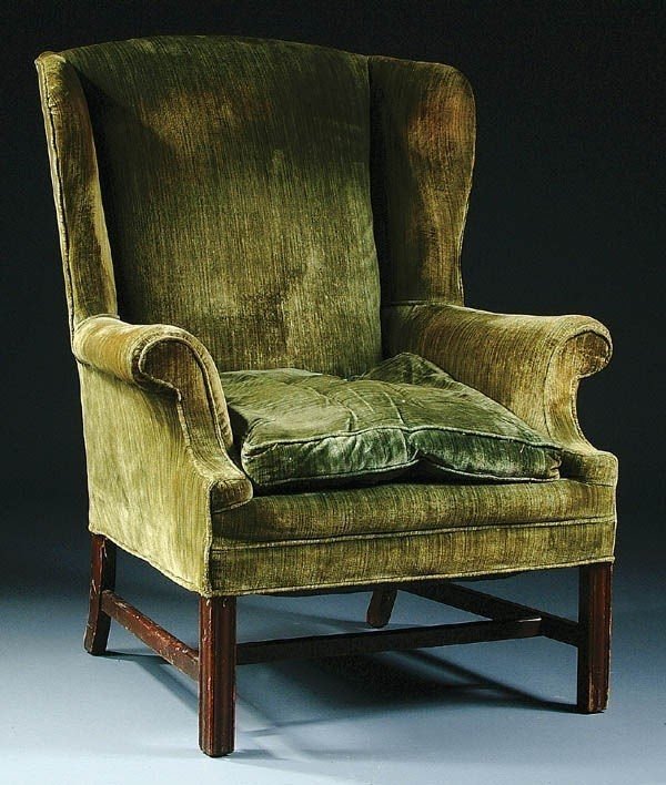 810 a good wingback chair in green velvet height 40