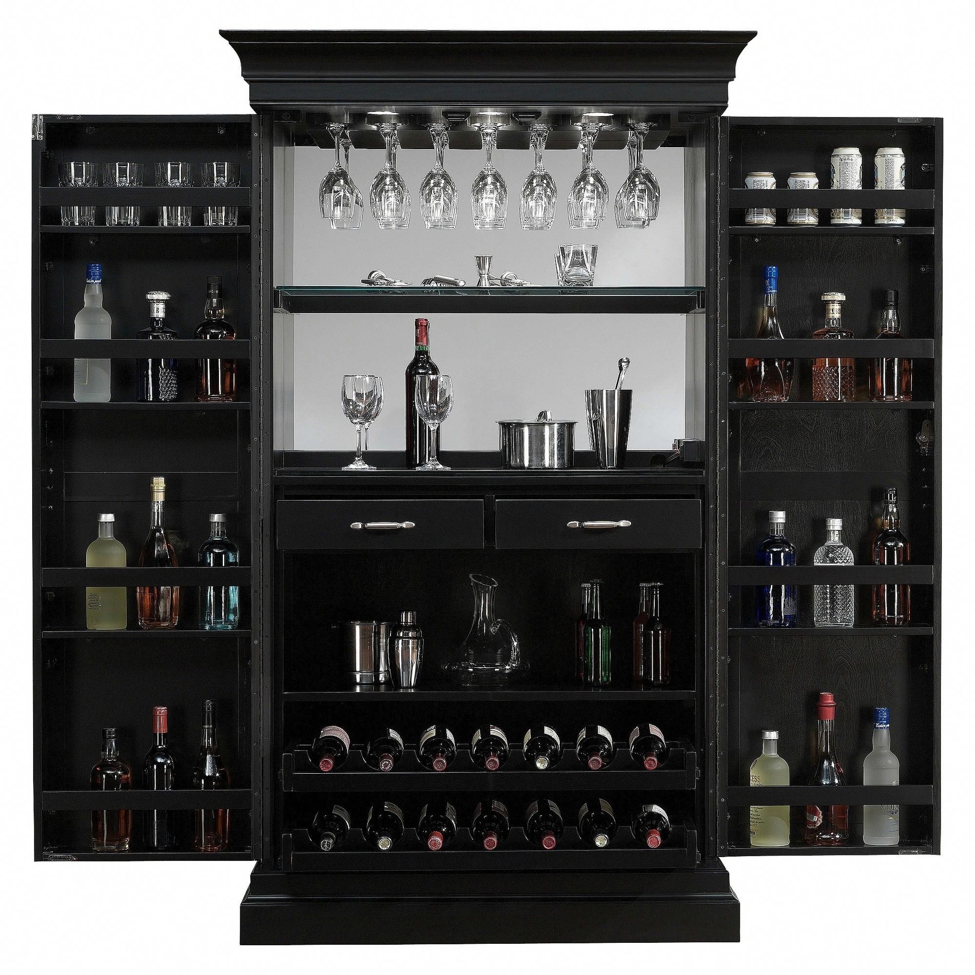 Ashley heights black stain home bar wine cabinet