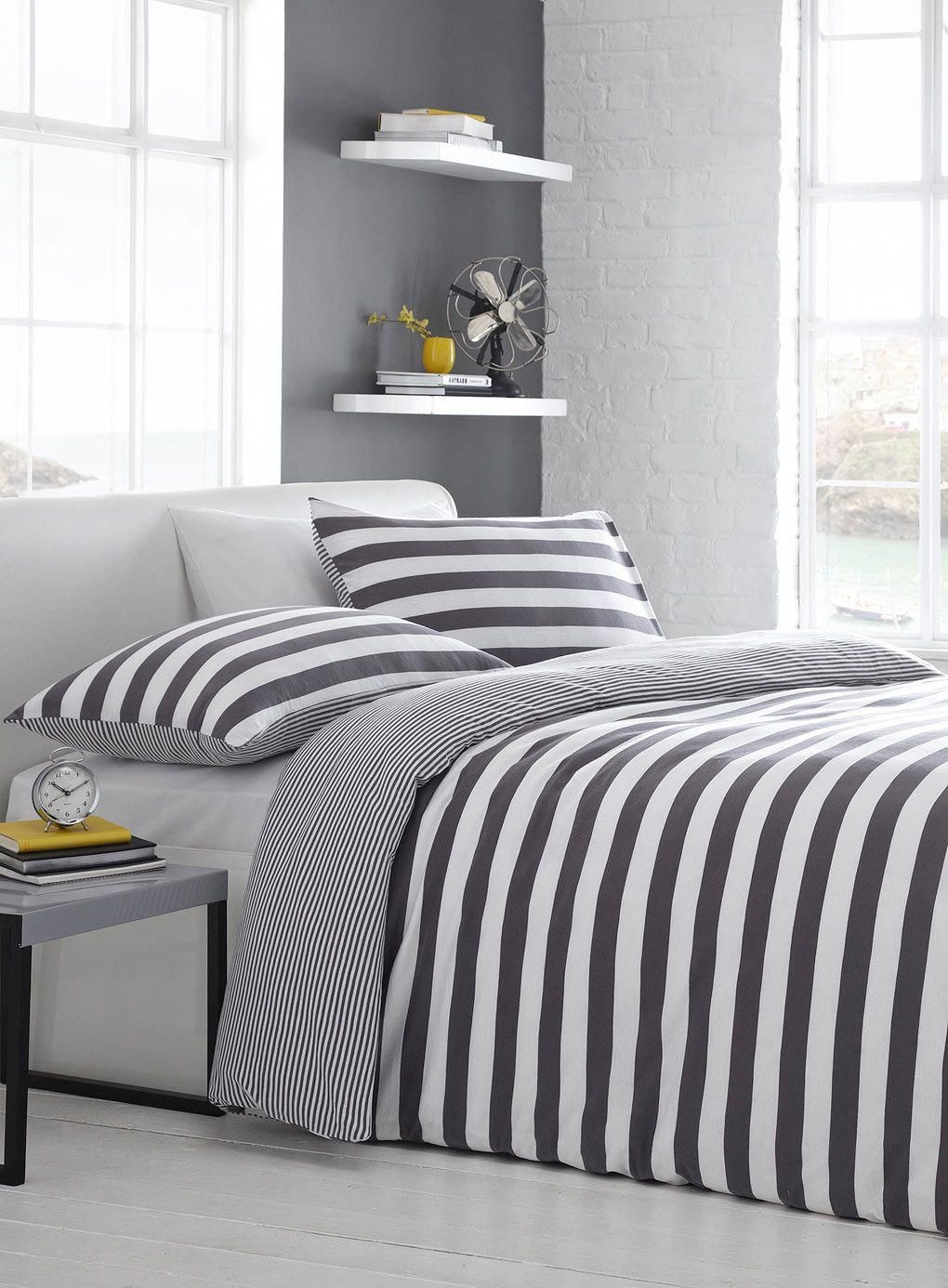 Black white striped comforter