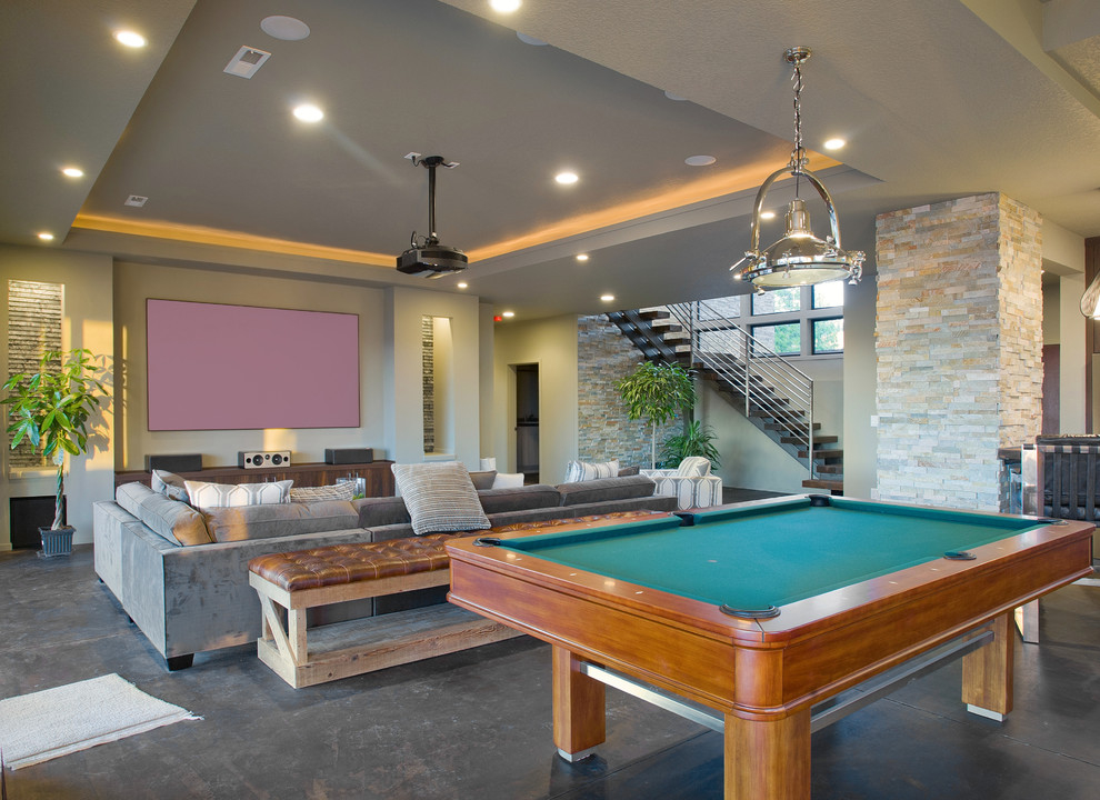 Ceiling lighting game room gray ceiling gray couch gray walls