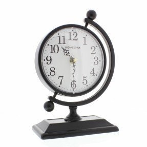 Contemporary globe black wire metal mantel clock