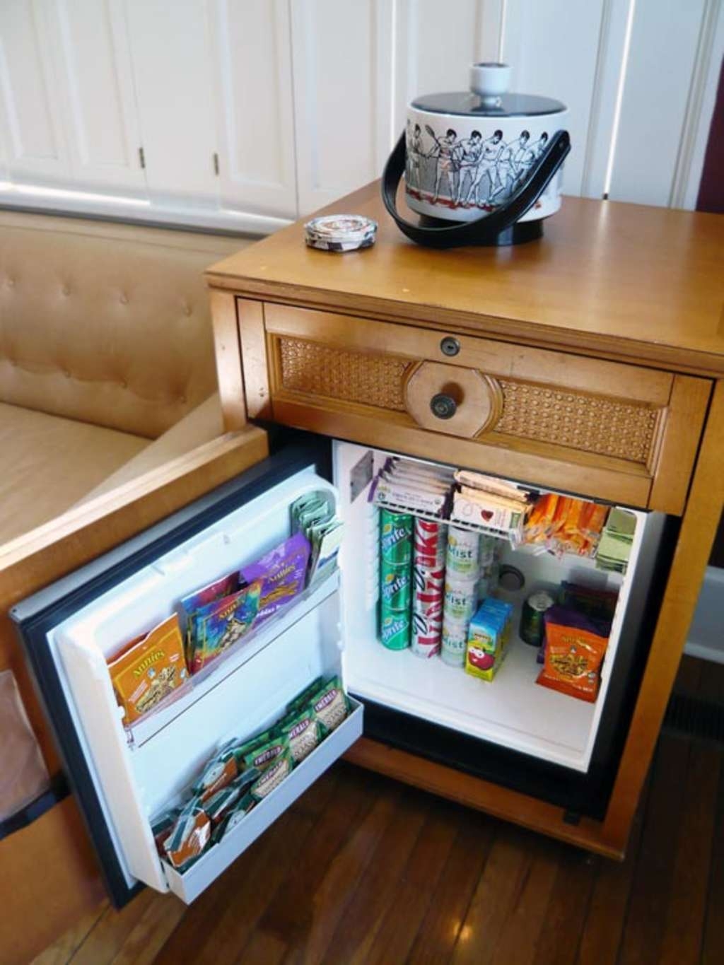 Bedside table hidden mini fridge  Mini fridge in bedroom, Mini fridge,  Mini fridge cabinet