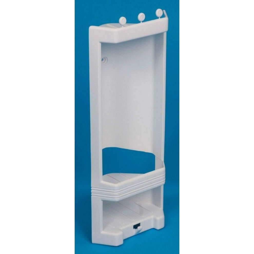 Details about white plastic corner shower caddy shelf brand new