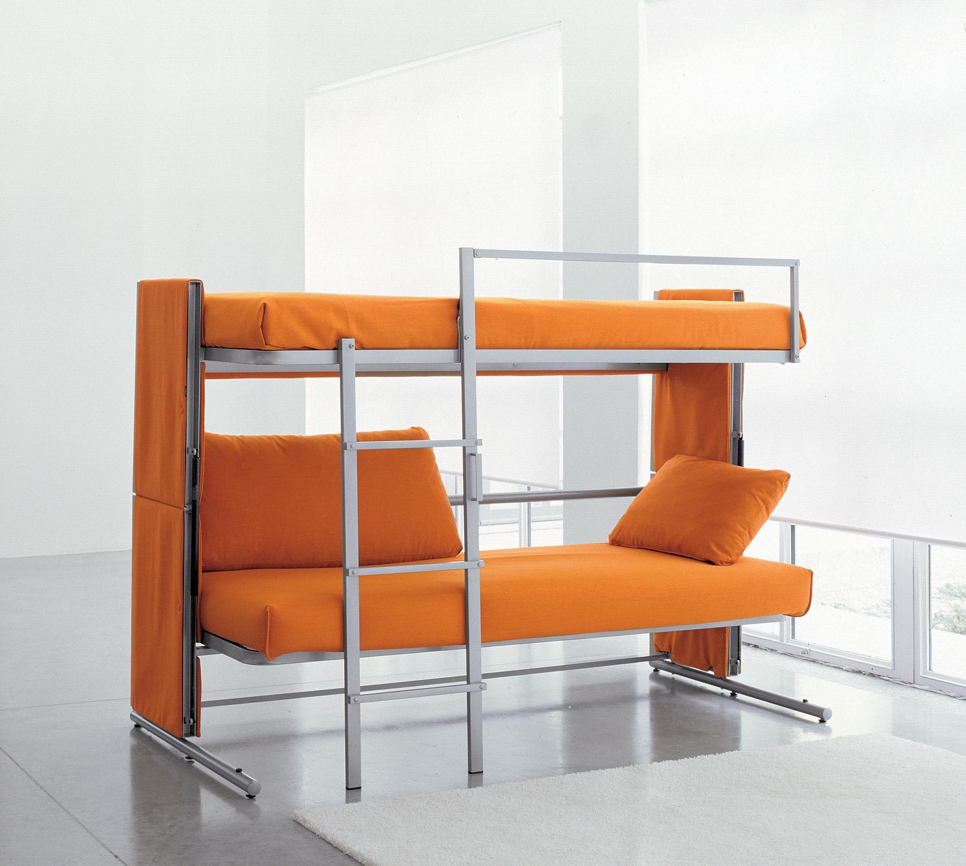 Modern bunk beds with couch underneath
