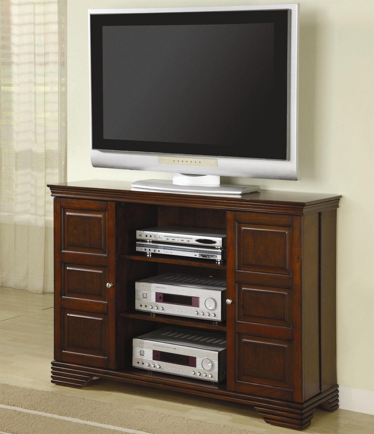 Narrow wooden tv deals stand