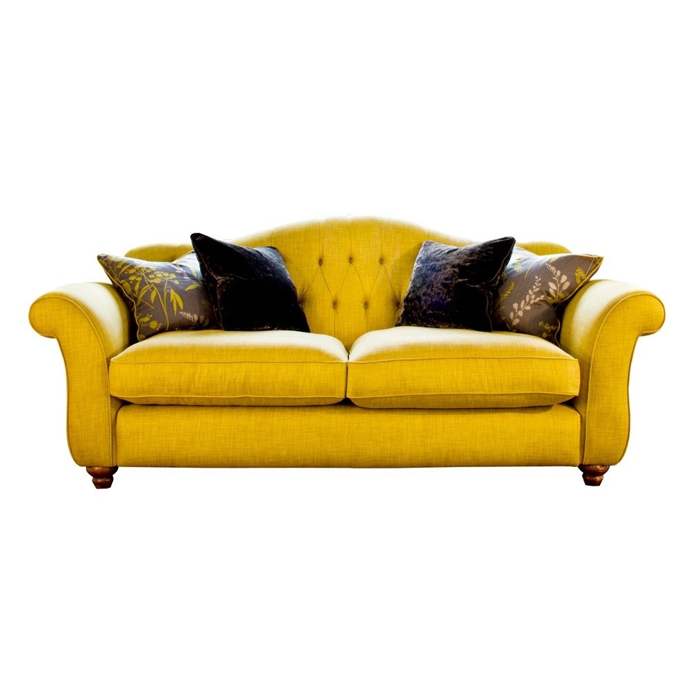 Amazing yellow sofas modified beautifully by using floral sofa motif