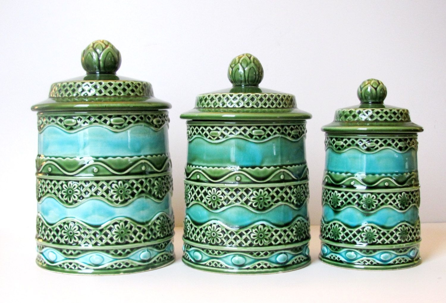Decorative kitchen canisters retro kitchen canisters green blue