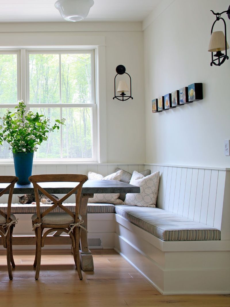 dining bench with backrest and storage