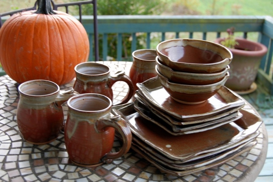 Rustic Stoneware Dinnerware Ideas On Foter   Dinnerware Set For Four In Brownstone 