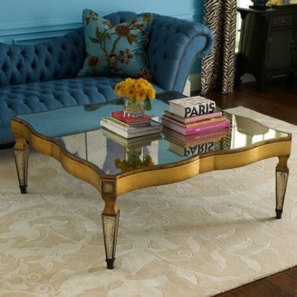 Distressed mirror coffee table