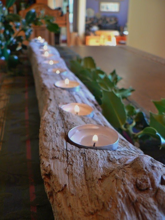 Holiday center piece rustic candle