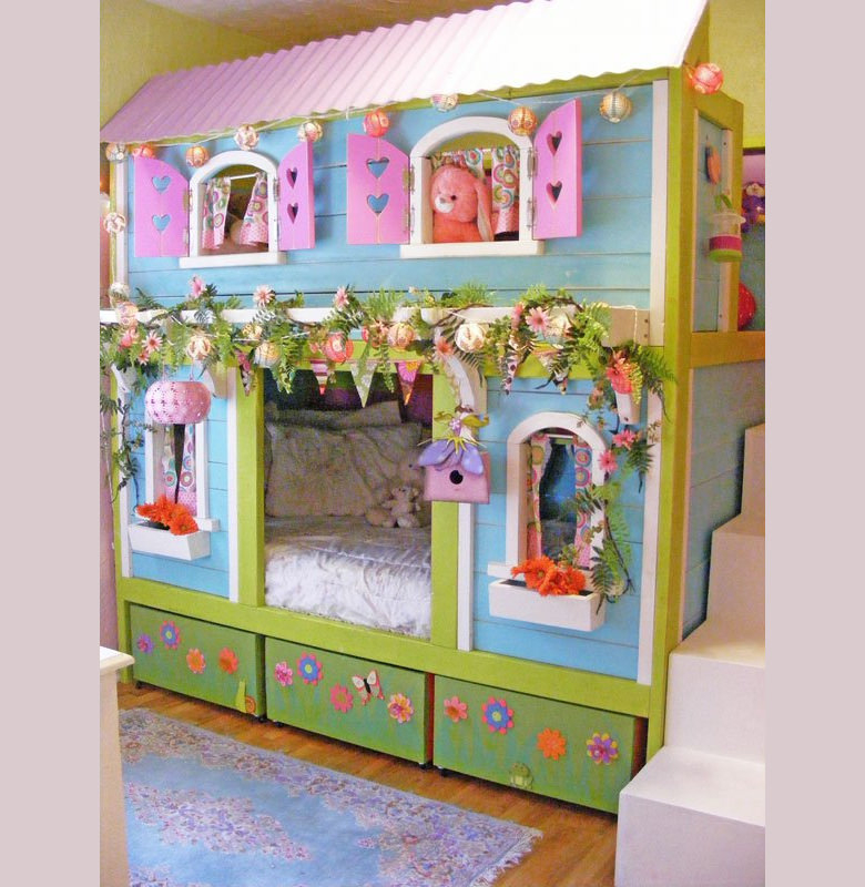 kids bunk bed house