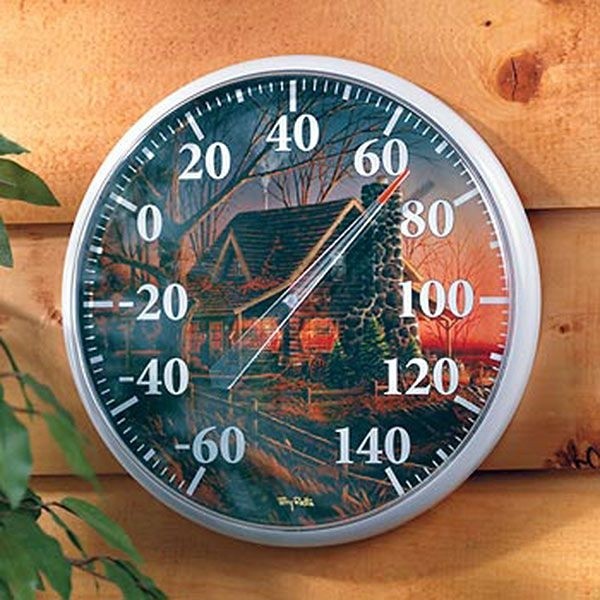 Radial IV Outdoor Thermometer / Rustic Metal Art / Indoor Wall