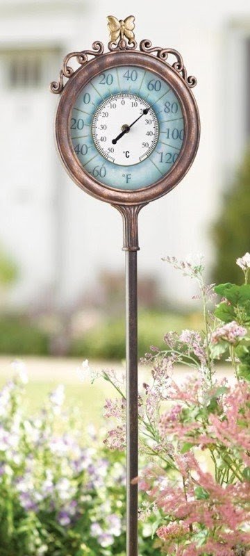 Vintage style butterfly thermometer lawn stake