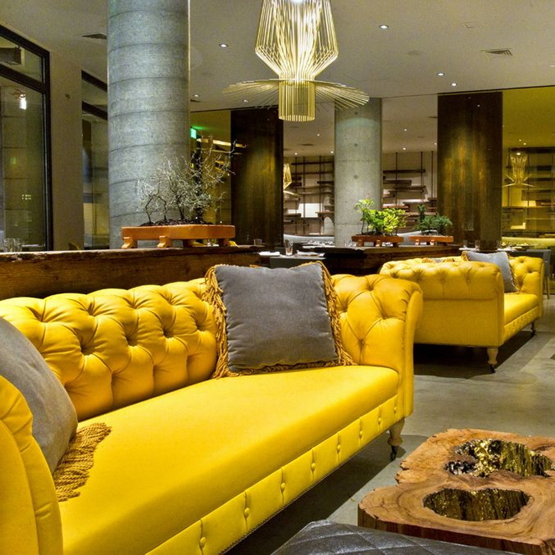 Yellow leather sofa 9