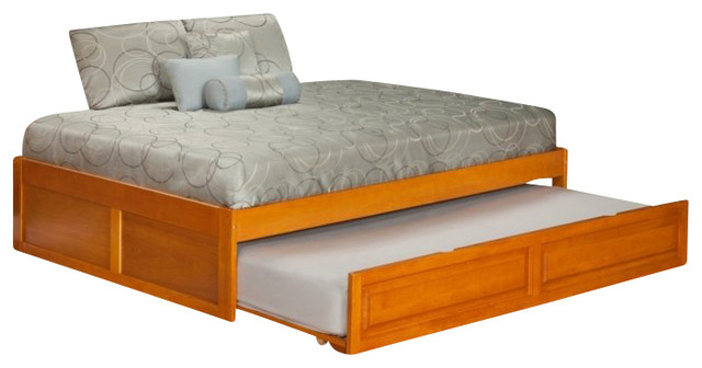 Atlantic Furniture Concord Bed With Trundle Bed In Caramel Latte Full Size Traditional Panel Beds
