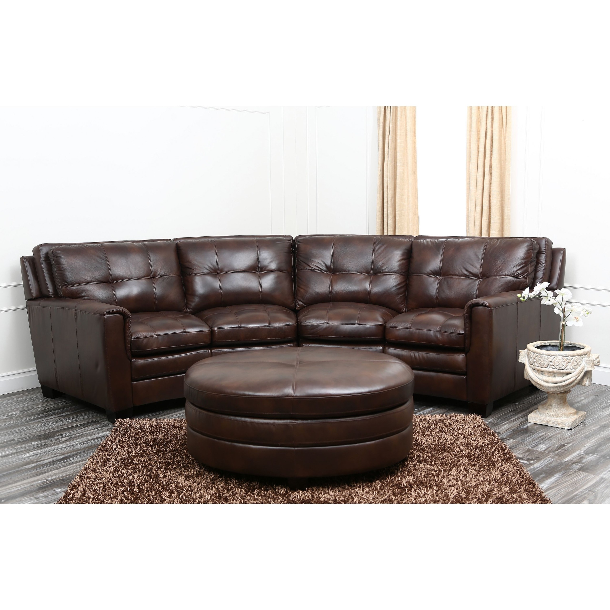 Curved leather sectional 24