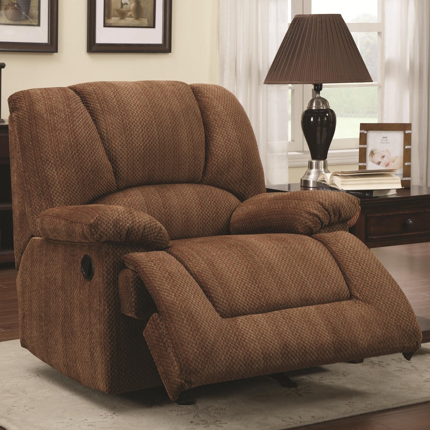 Extra large glider rocker recliner chair with wide sitting area
