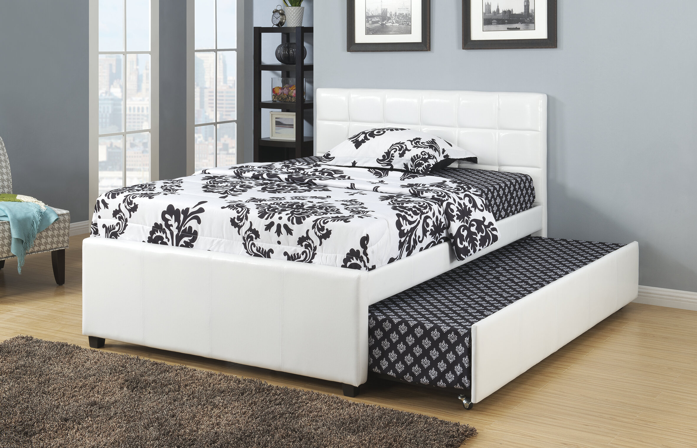 Full size bed with deals trundle bed