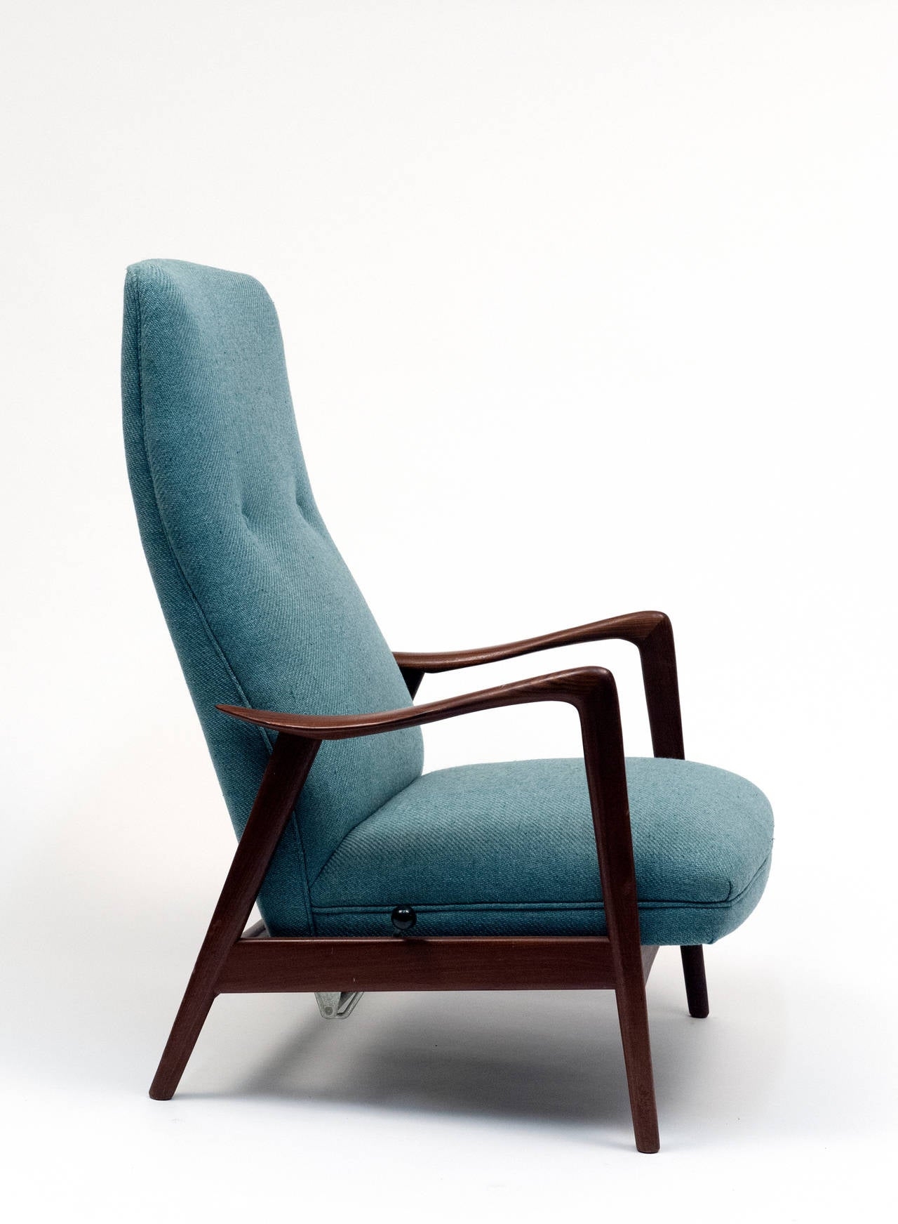 High back vintage danish reclining rocking chair