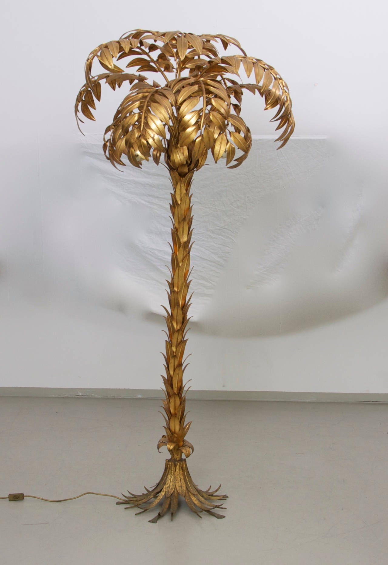 Huge gilt metal palm tree floor lamp hans kogl