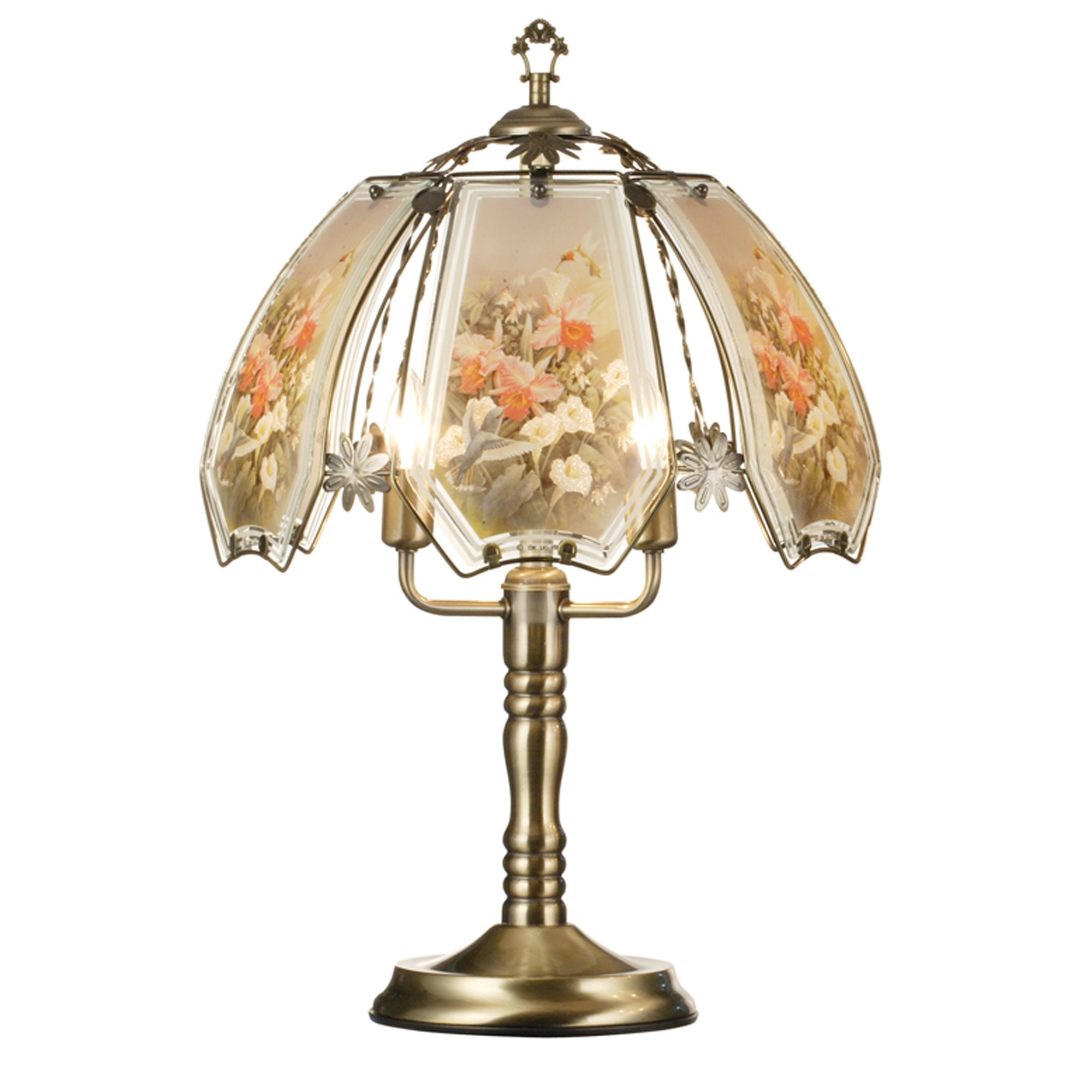 Humming Bird Scene Touch 23.5" H Table Lamp with Bowl Shade