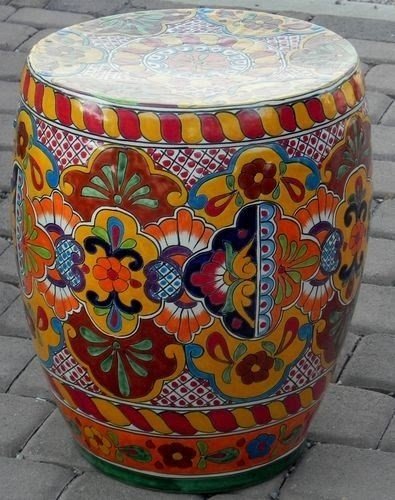 Large mexican talavera stool table 04