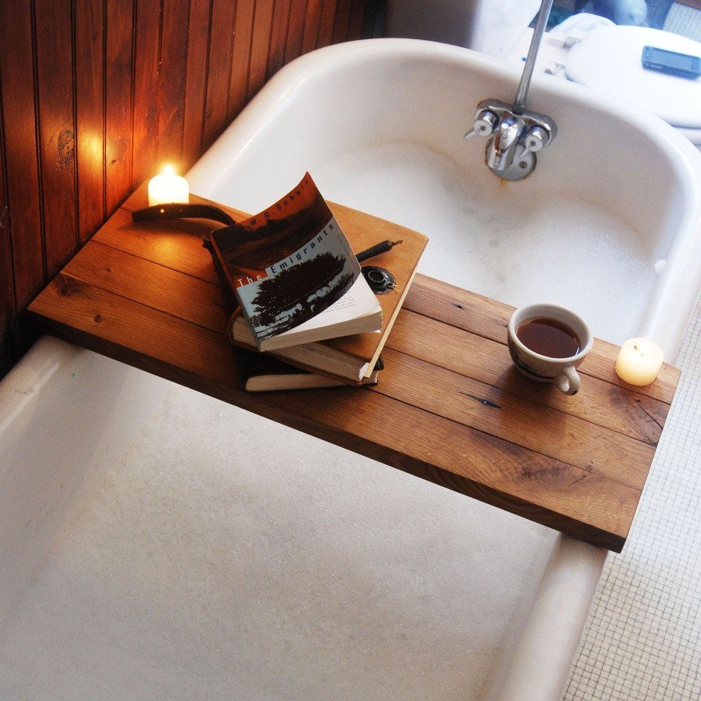 Clawfoot tub caddies enhance your relaxation time