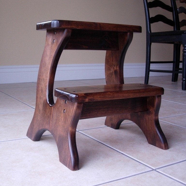 Wooden step stool alder dark stain