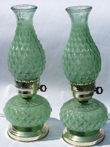 Green Glass Hurricane Lamp - Paxton Hardware