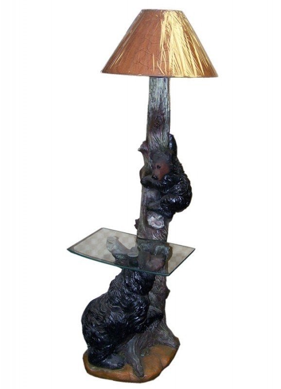 rustic floor lamp with table