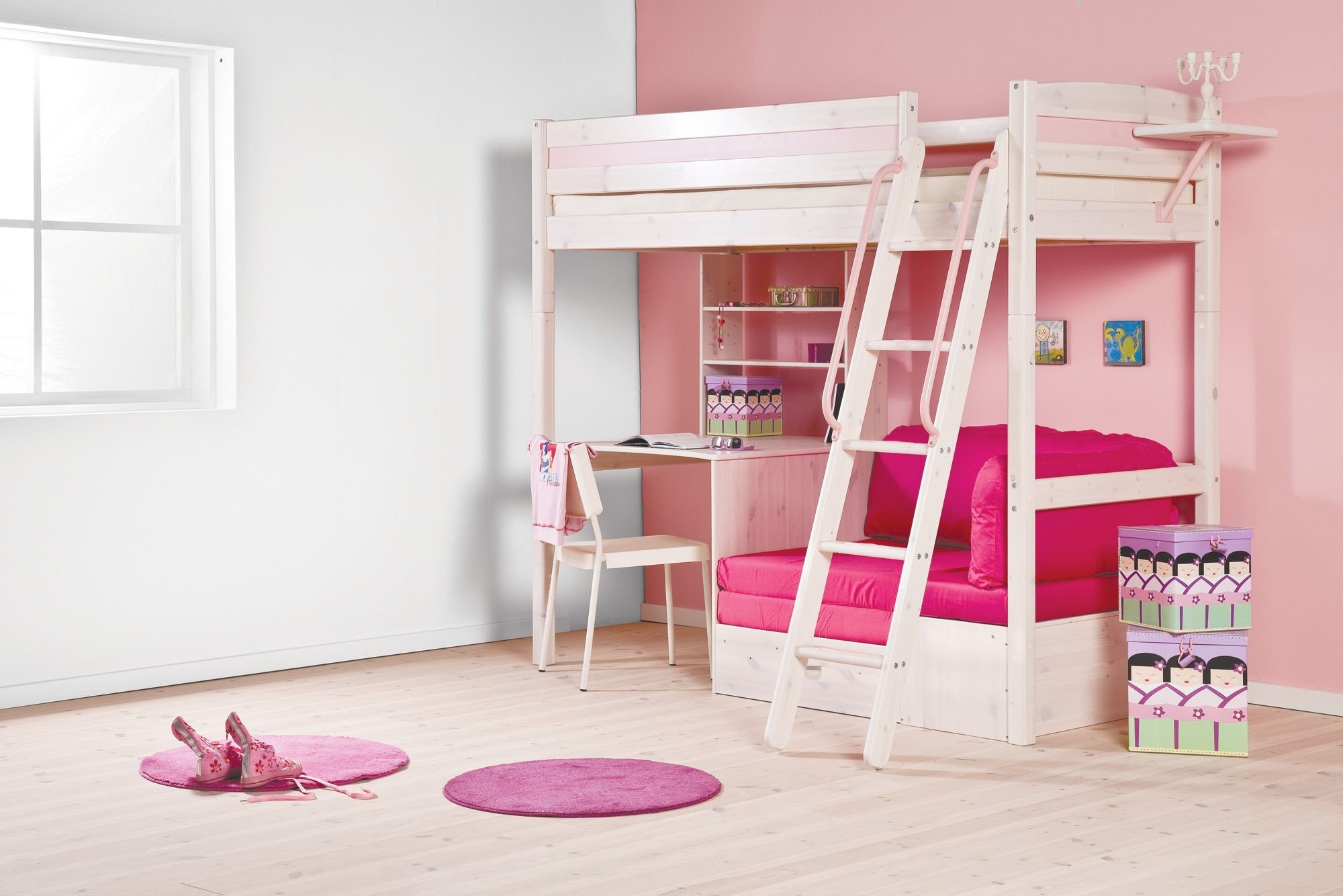 Loft bed with sofa and outlet desk