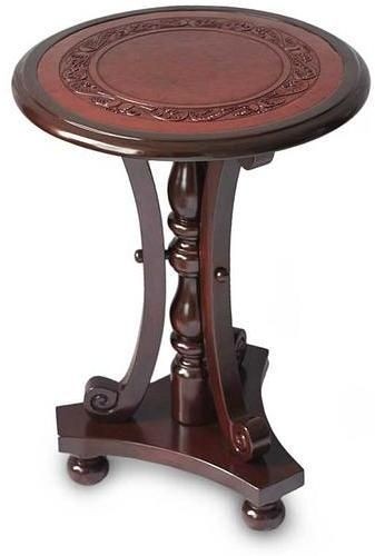 Colonial fern unique colonial wood leather accent table furniture
