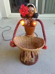 Cool Vintage Wwii Era Hawaiian Hula Girl Lamp Topless Boobs Light Up