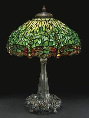 tiffany lamp dragonfly lamps glass table stained studios nouveau shades antique louis shade hanging head victorian pendant comfort base foter